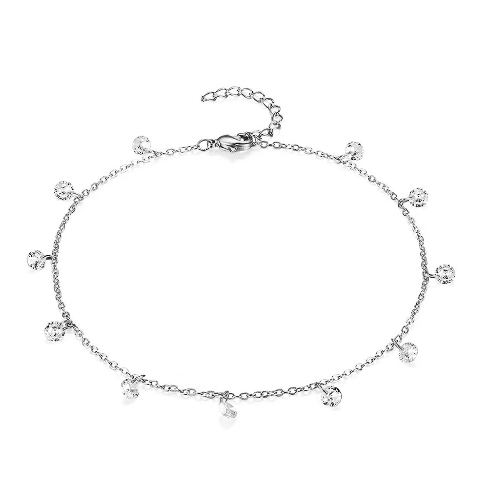 Layered Zircon Tassel Anklet