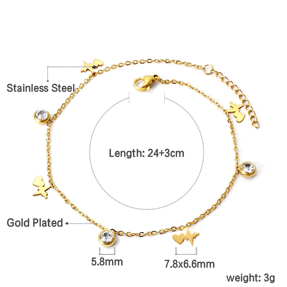 Crystal Hamsa Hand Gold Anklet
