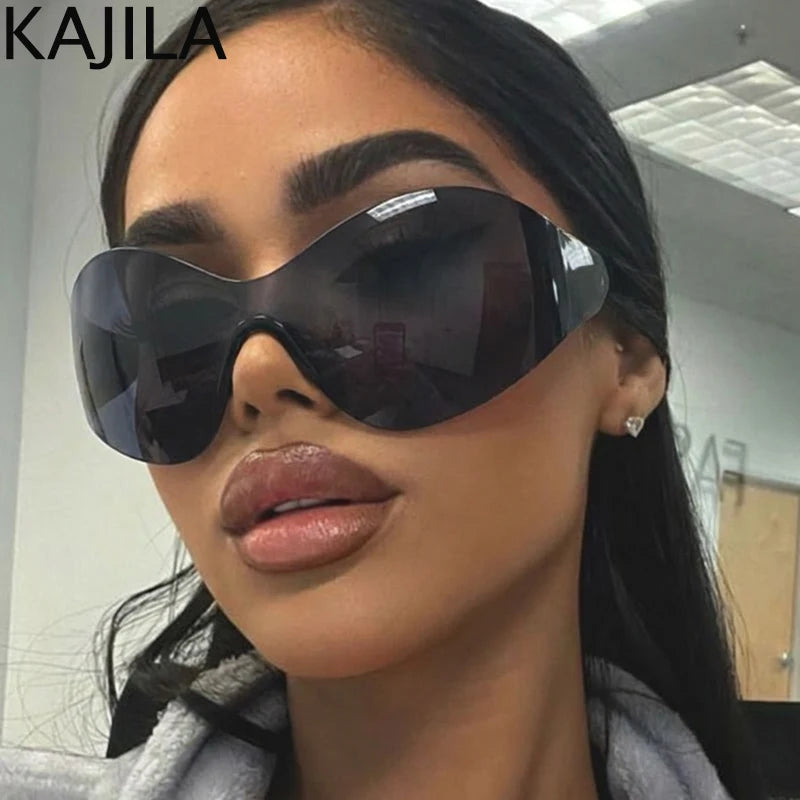 Oversized Rimless Shield Sunglasses