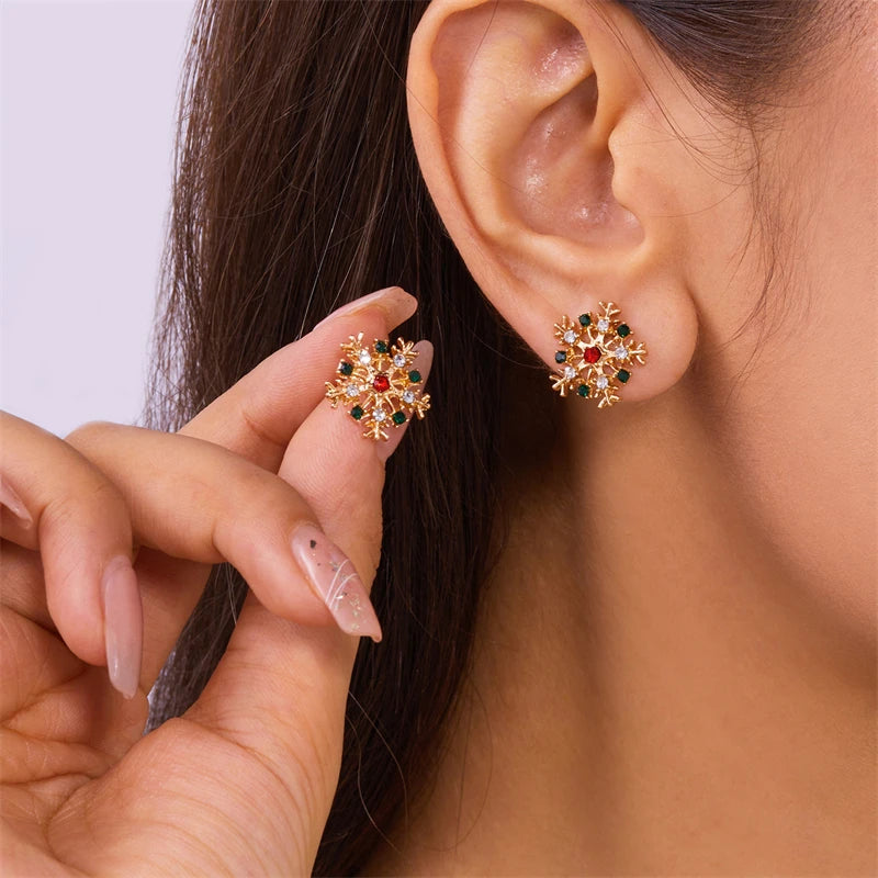 Colorful Snowflake Rhinestone Earrings