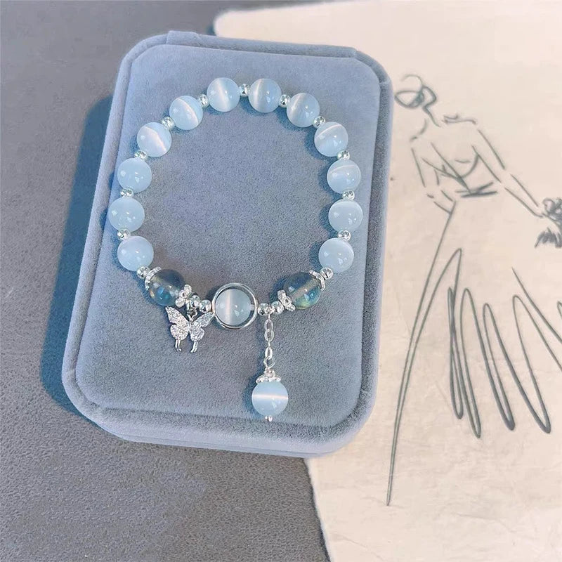 Opal Butterfly Pendant Bracelet