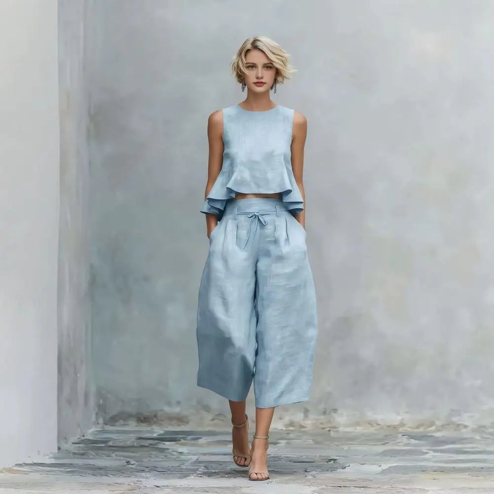 Plus Size Tank & Wide-Leg Pants Set