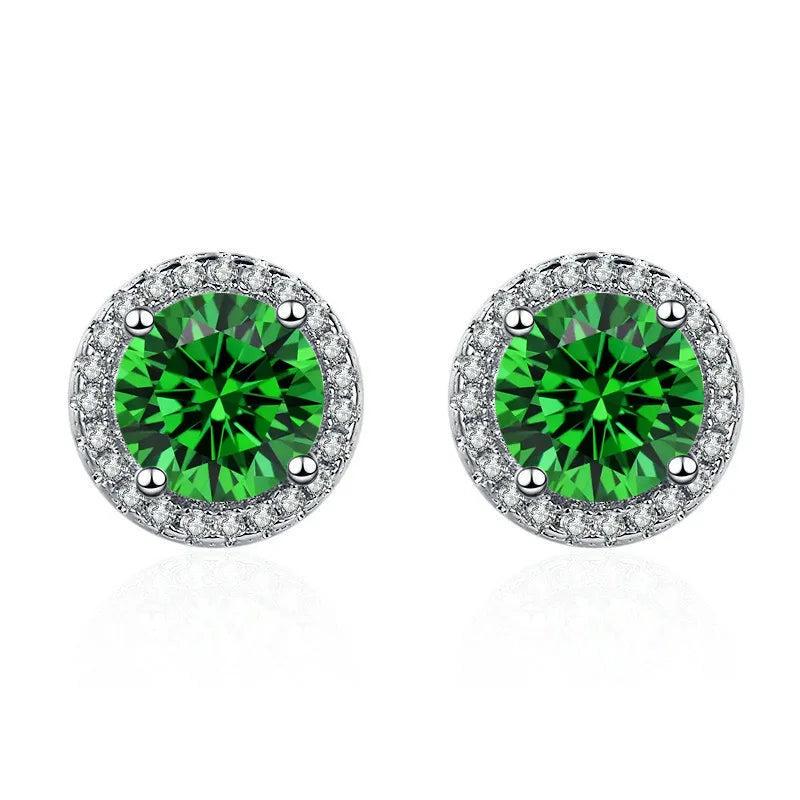 925 Silver Colored Zircon Stud Earrings