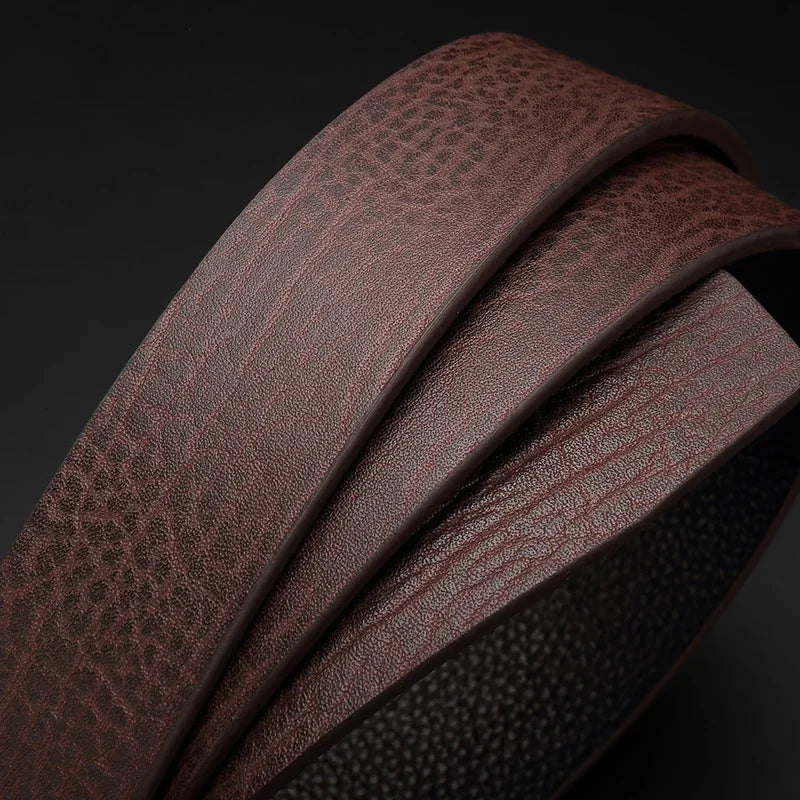Men's Coffee Leather Belt with C Buckle