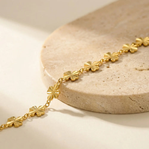 18K Gold Plated Clover Anklet