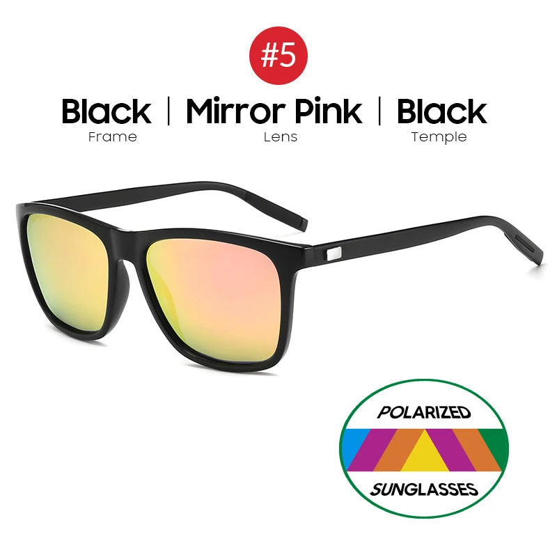 Blue Mirror Polarized Square Sunglasses