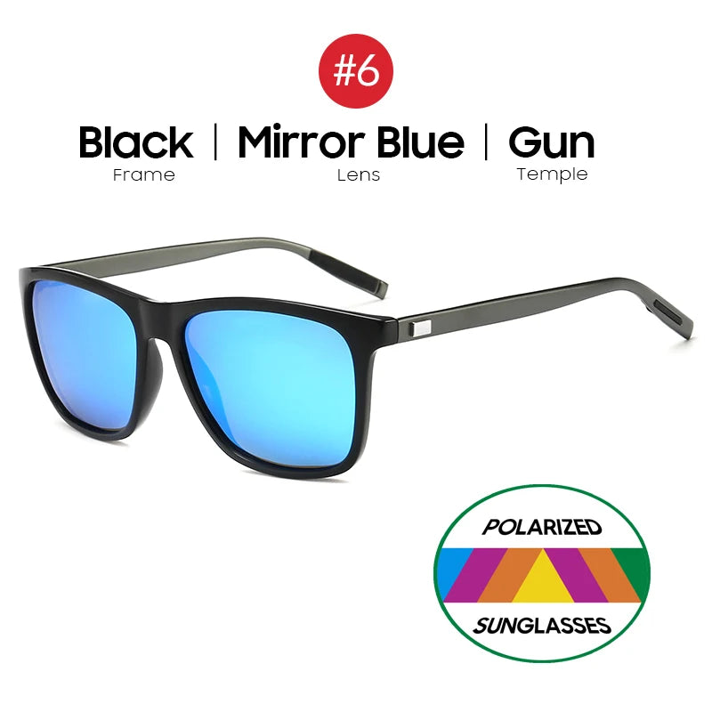 Blue Mirror Polarized Square Sunglasses