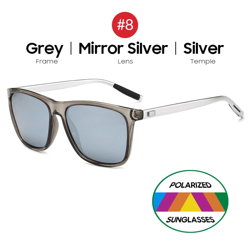 Blue Mirror Polarized Square Sunglasses